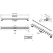 Kép 2/2 - AREZZO keskeny 700 mm-es rozsdamentes acél folyóka Steel ráccsal AR-700K