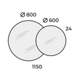 Kép 3/3 - valore dupla kerek led tükör, 80/60 cm, páramentesítő