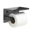 Kép 2/3 - sapho zen WC papírtartó, polccal matt fekete 283914