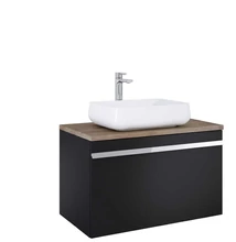 AREZZO design NEVADA 90 cm-es alsószekrény 1+1 fiókkal, Matt Fekete színben, szifonkivágással