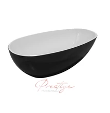 m-acryl vanilla 168x86 műmárvány szabadon álló kád, fényes fekete előlappal