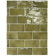 equipe manacor basil green csempe 7,5x15 cm