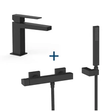 Tres Slim pack mosdócsaptelep+zuhanycsaptelep zuhanyszettel matt fekete