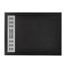 wellis Ergo 140x90 fekete kőhatású műmárvány, lefolyóráccsal