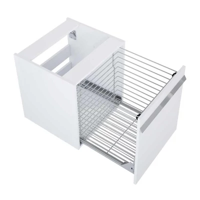AREZZO design Nevada 50 cm-es oldalszekrény szennyeskosárral, Mf. Fehér színben