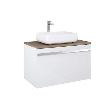 AREZZO design NEVADA 90 cm-es alsószekrény, 1+1 fiókkal, Mf. Fehér színben, szifonkivágással