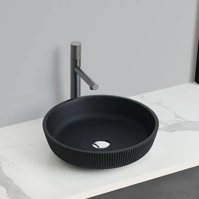 AREZZO design AVEX üveg mosdó, matt fekete, AR-M333