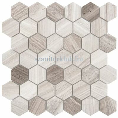 dunin woodstone grey hexagon 48 glossy mozaik 29,8x30,2 cm