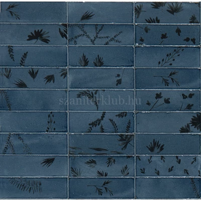 marazzi rice blu decoro leaf csempe M96W 5x15 cm