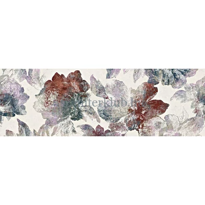 ragno cocciopesto decoro botanico bianco R6XM 40x120 cm