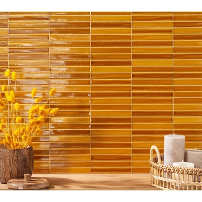 amadis short stick crackle mustard csempe 2x15 cm