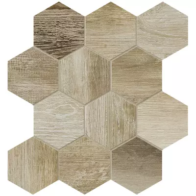 dom design lab branwood esagona mix mosaico beige 35x37,5 cm