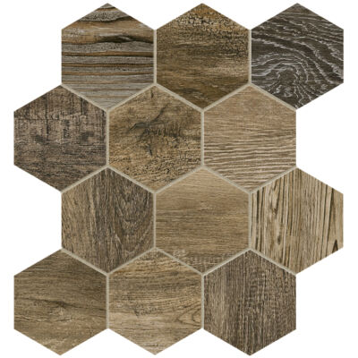 dom design lab branwood esagona mix mosaico brown 35x37,5 cm