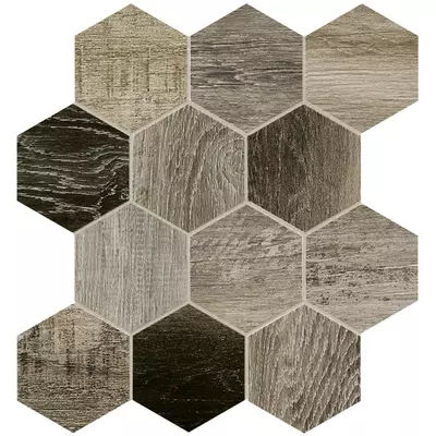 dom design lab branwood esagona mix mosaico grey 35x37,5 cm