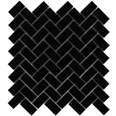 dunin black&white pure black herringbone 48 glossy 28,5x28,5 cm