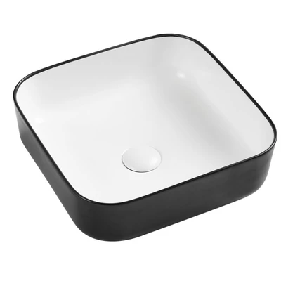 wellis Azalea matt fekete-fehér pultra építhető porcelán mosdó