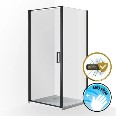 wellis Quadrum Black 90x90 egy nyílóajtós szögletes zuhanykabin, Easy Cleannel