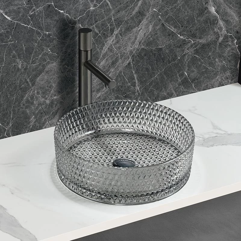 AREZZO design GLAM üveg mosdó, világos szürke, AR-M214