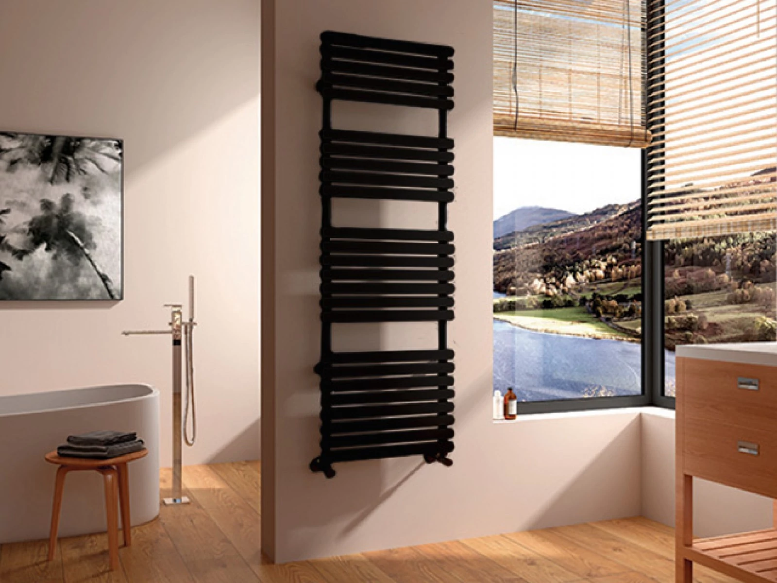 AREZZO design Flat Black 1500x500 törölközőszárítós radiátor AR-FB15050