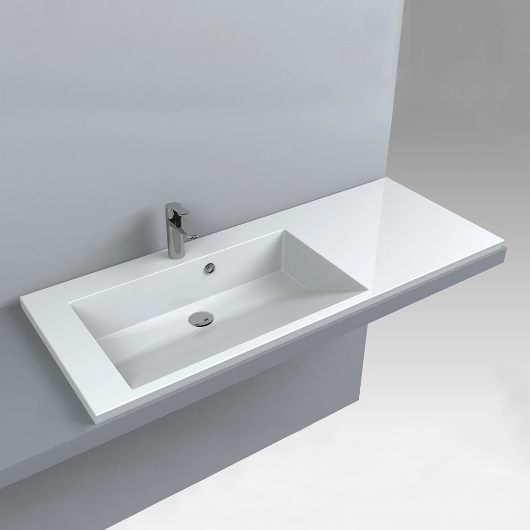 Lunart NORAH 1250L beépíthető mosdó, fényes fehér 1251x494x165