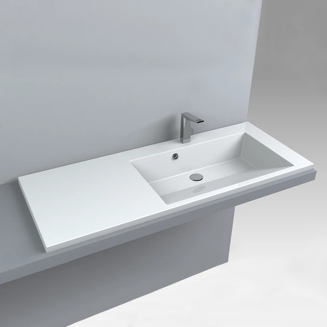 Lunart NORAH 1250R beépíthető mosdó, fényes fehér 1251x494x165