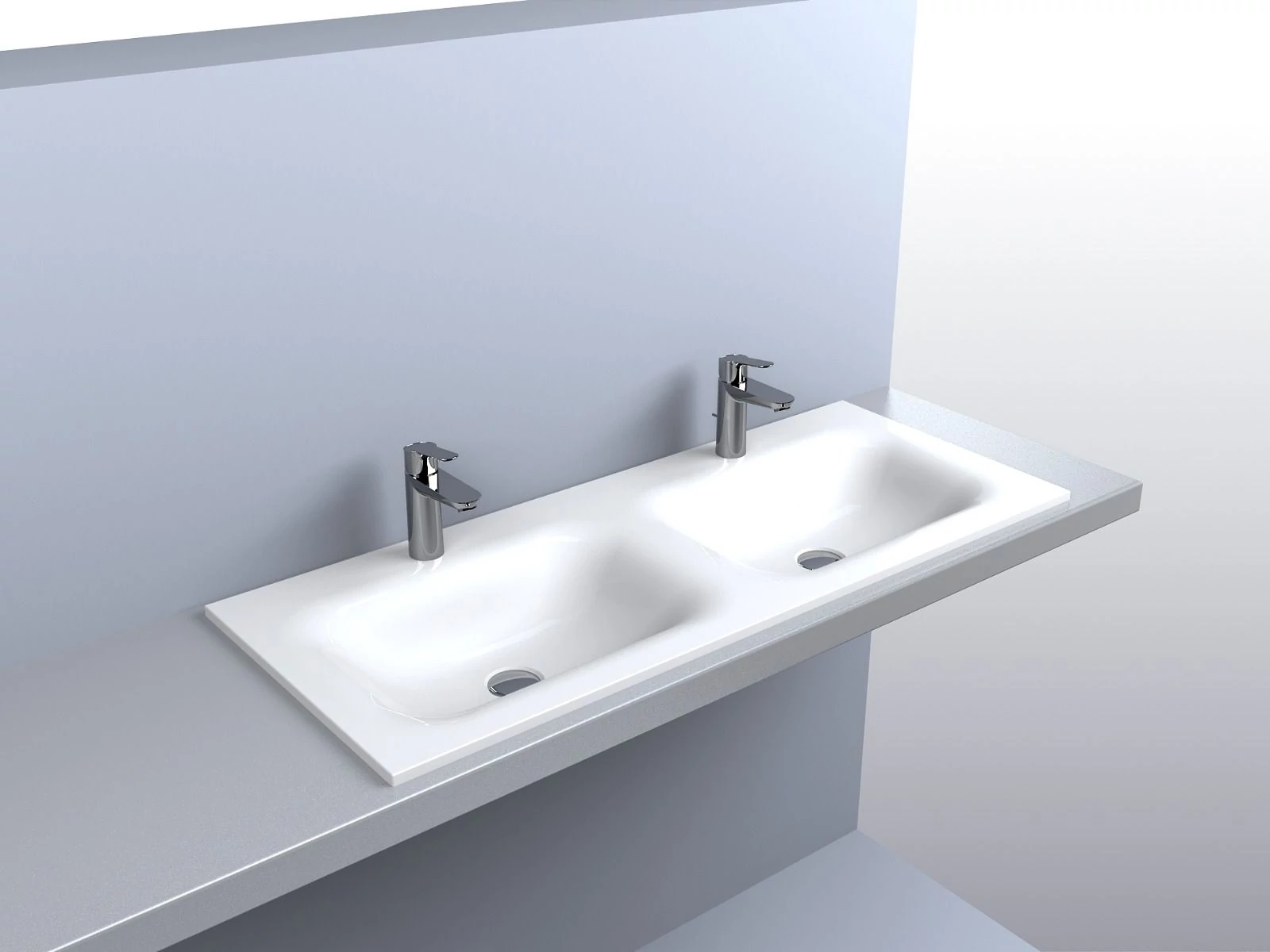 Lunart TIMO 1100-2 beépíthető mosdó, fényes fehér 1100x450x120