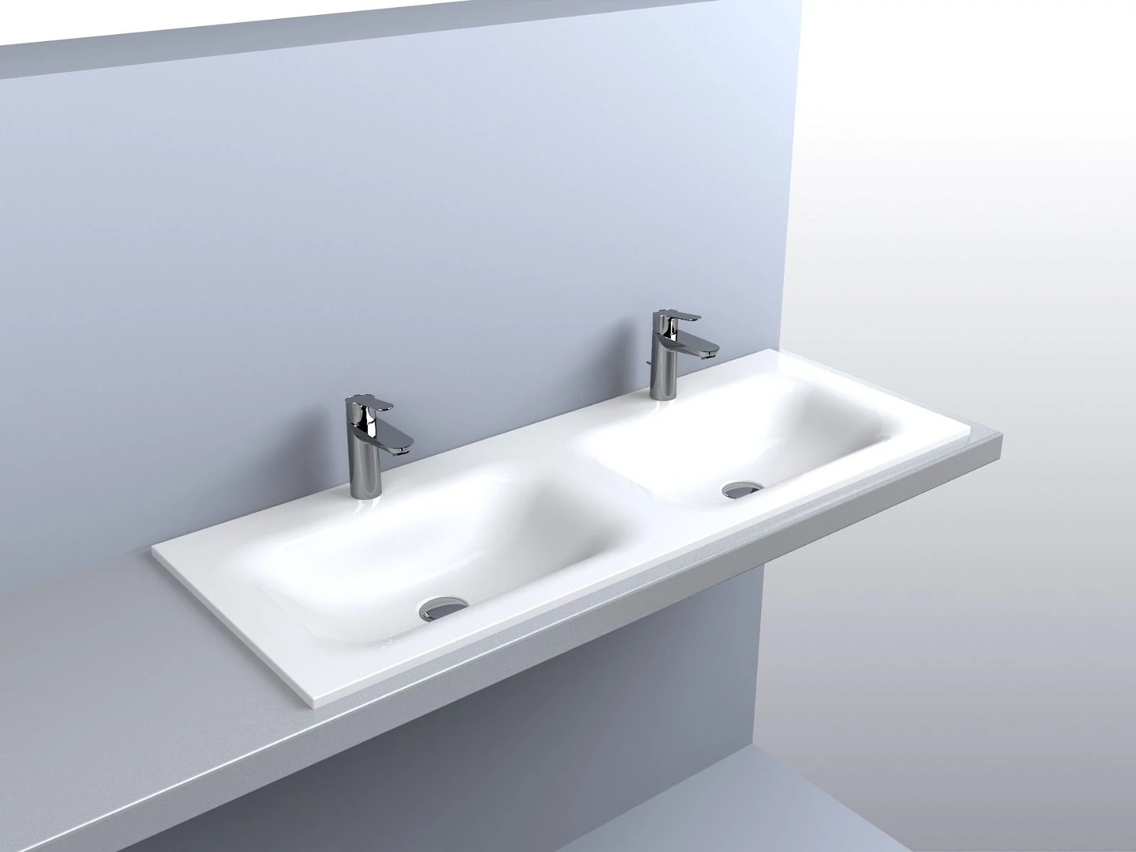 Lunart TIMO 1200-2 beépíthető mosdó, fényes fehér 1200x450x120