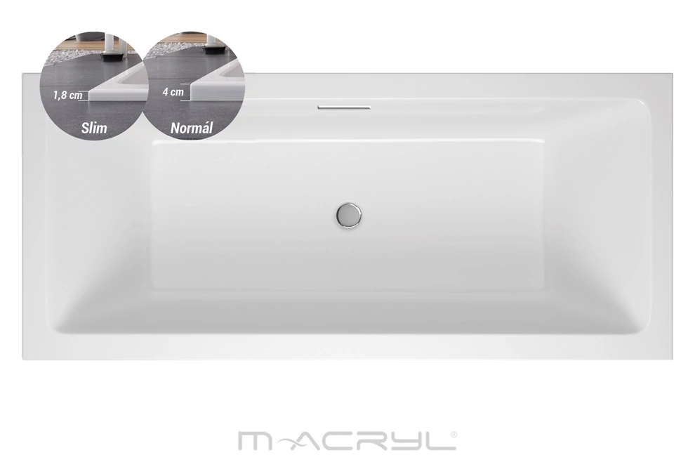 M-Acryl Slim Sabina Pro kád vízszintes túlfolyóval 160x75