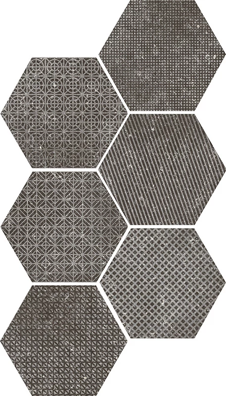 EQUIPE CORALSTONE HEXAGON MELANGE BLACK 29,2X25,4