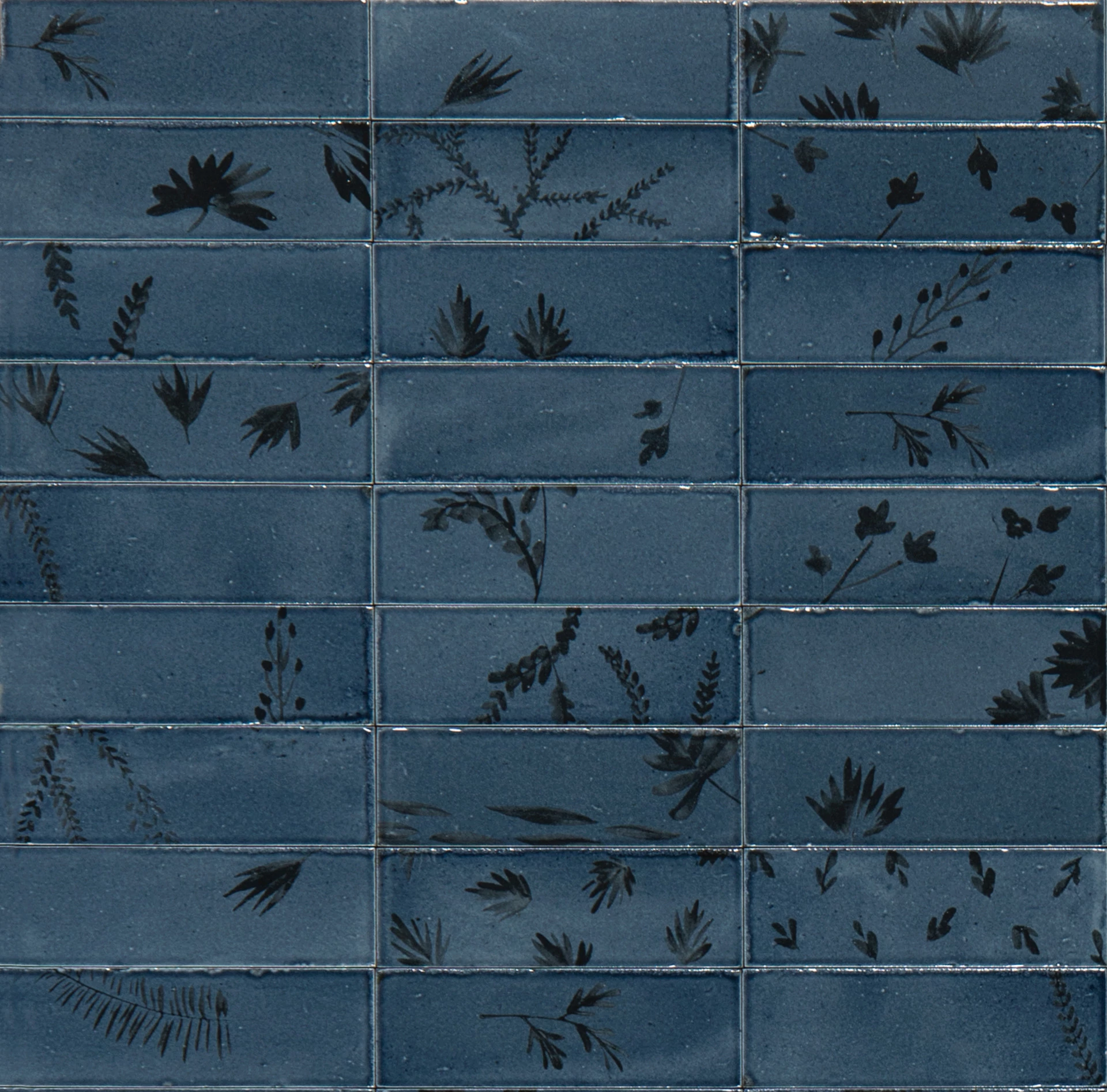 marazzi rice blu decoro leaf csempe M96W 5x15 cm