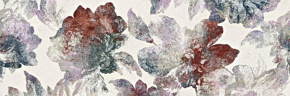 ragno cocciopesto decoro botanico bianco R6XM 40x120 cm