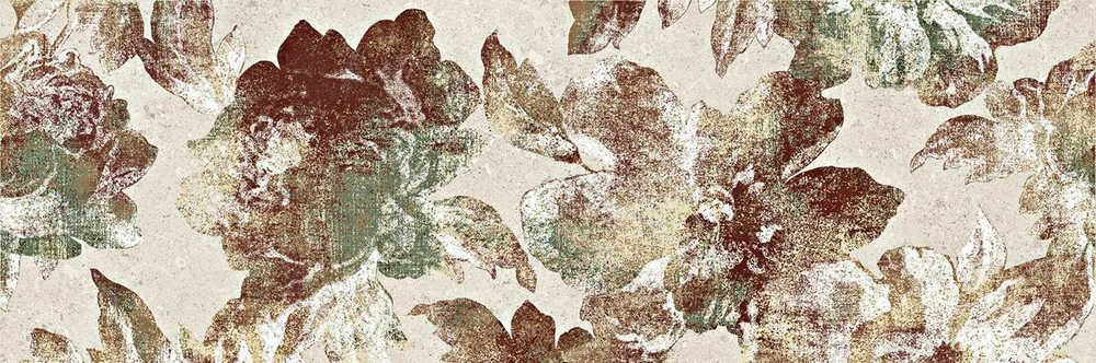ragno cocciopesto decoro botanico avorio R6XP 40x120 cm