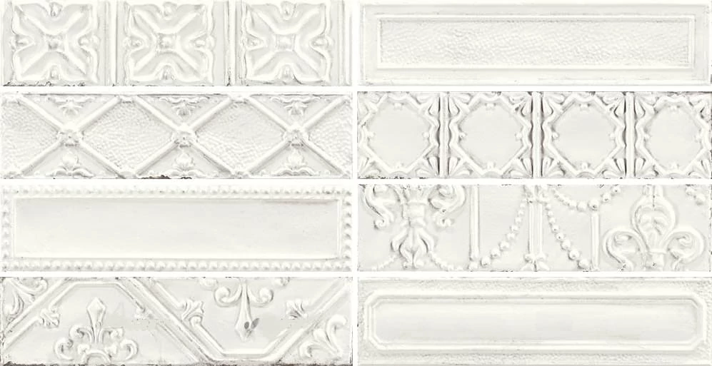 ragno eden decoro tin bianco csempe R12C 7x28 cm