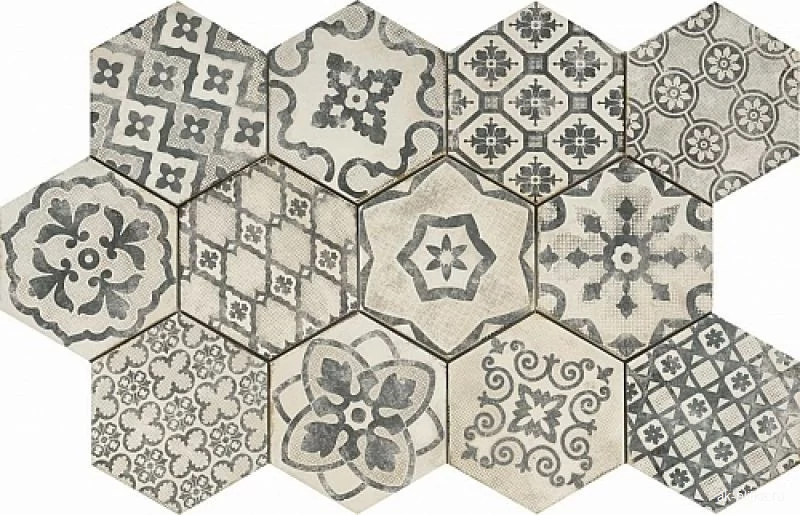 ragno eden esagona decoro romance bianco RGL2 18,2x21 cm