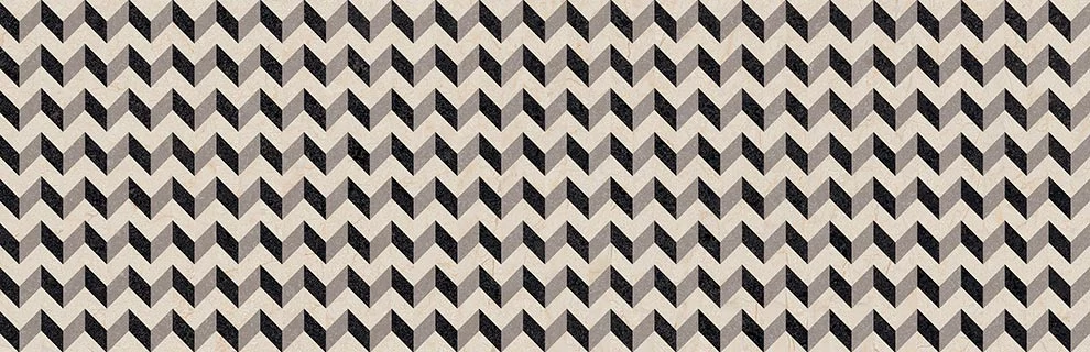 arcana black&cream cream zigzag csempe 32x99 cm
