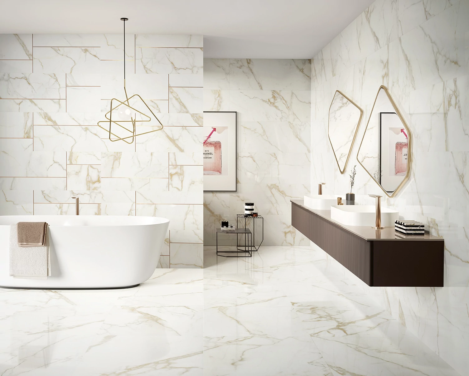 love precious sublime calacatta gold shine csempe 45x119 cm