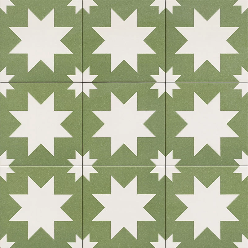 mainzu fired star green padlólap 20x20 cm