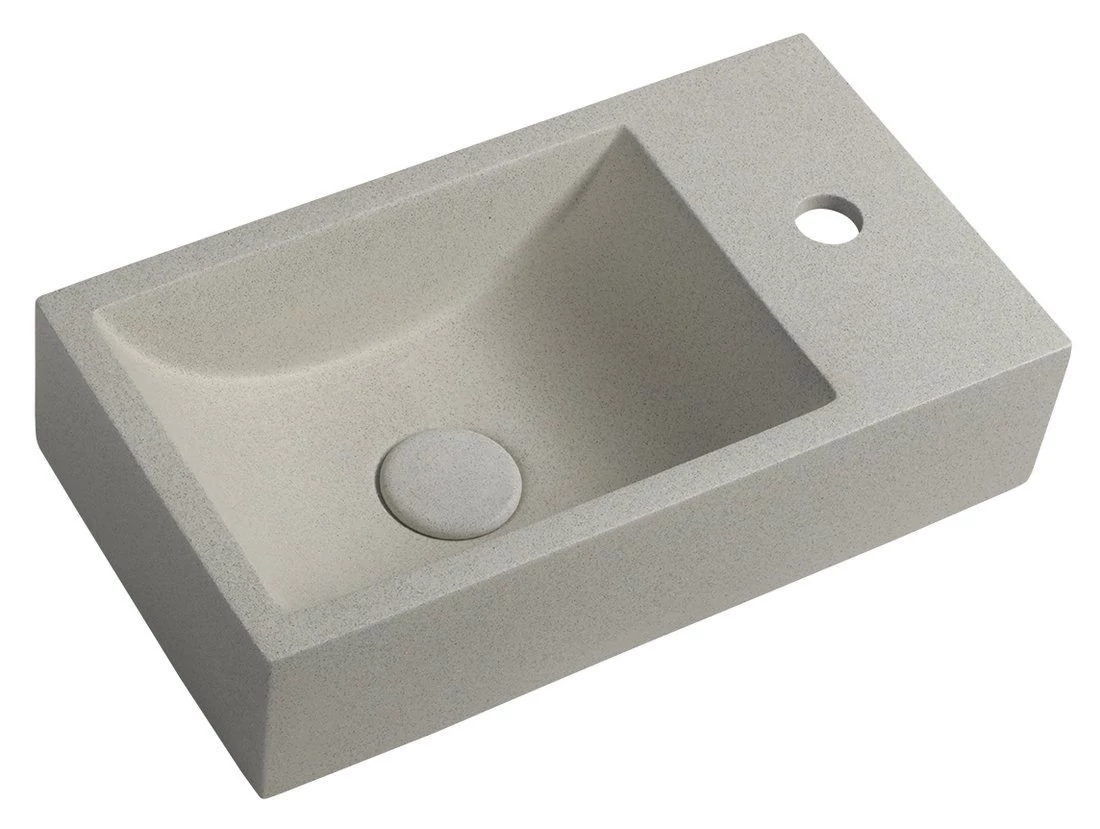 sapho crest beton mosdó fehér homokkő 40x10x22 cm, jobbos, AR413