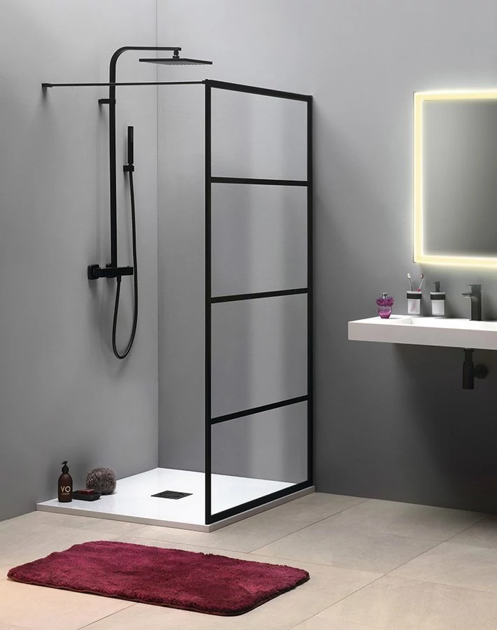 sapho cure black fix zuhanyfal, matt fekete 1100 mm, CB110