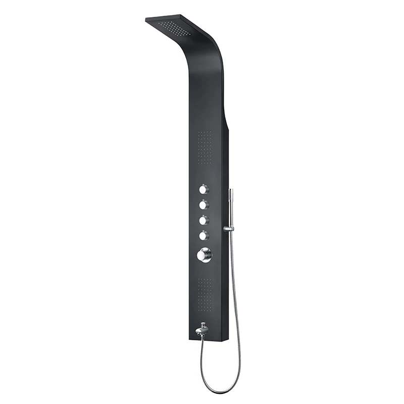 wellis Mariner Black matt termosztátos zuhanypanel 19x50x160